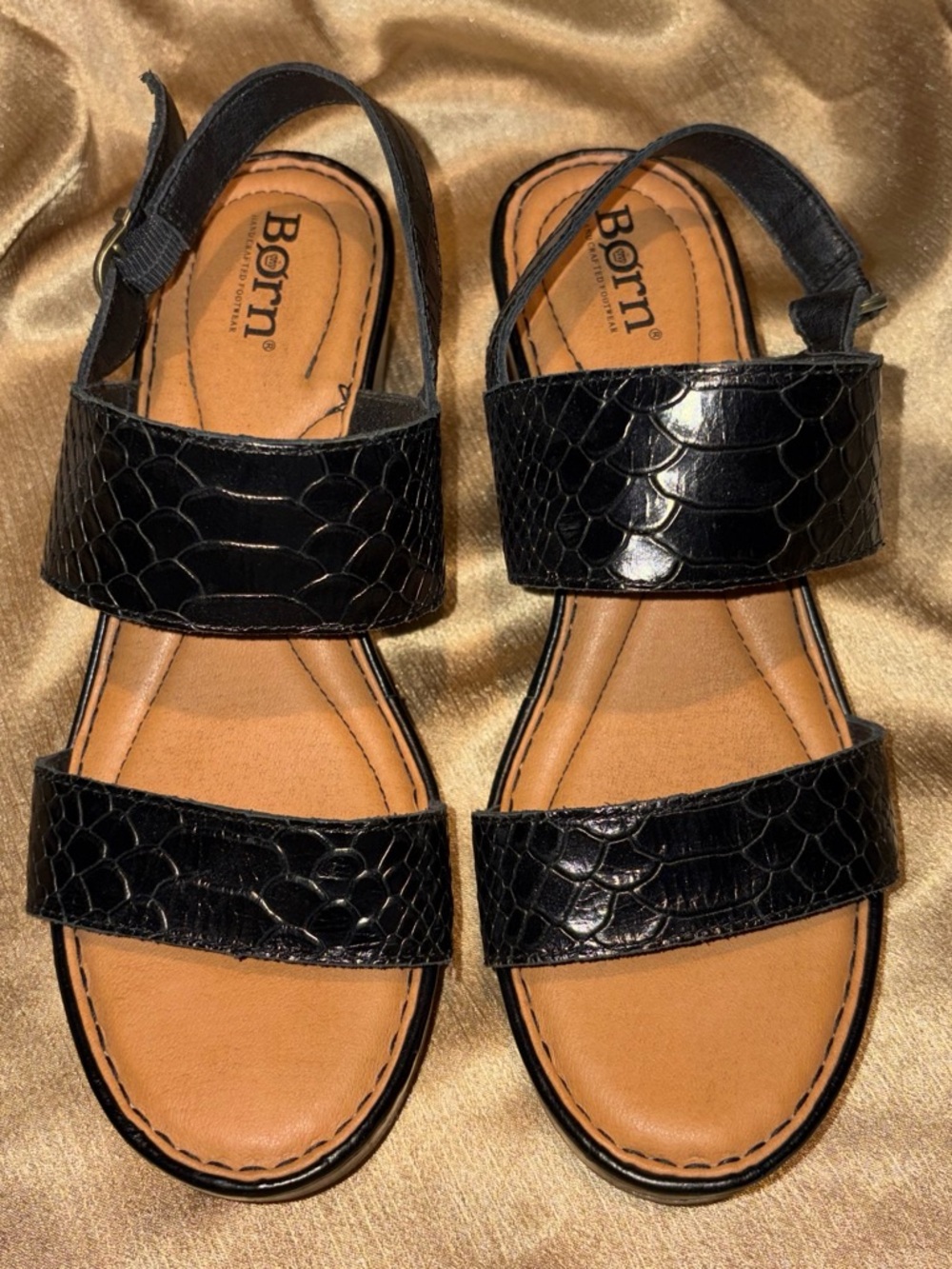 Born Black Textured Slingback Sandal with Low Heel